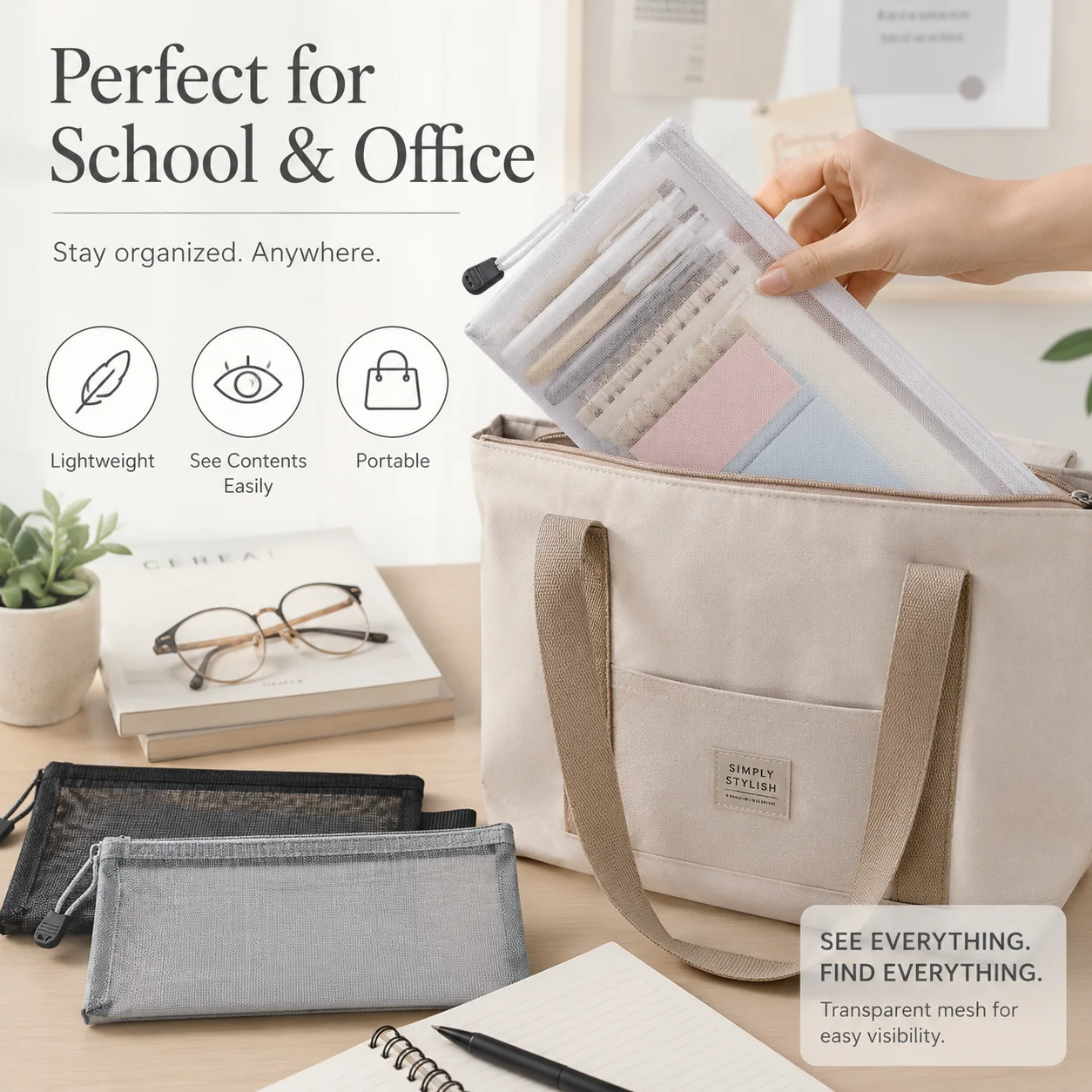 Şeffaf Örgü Kalem Çantası Sına - Clear Mesh Pencil Pouch For Exam incelemesi ve fiyatı